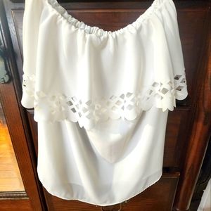 Women white strapless shirt